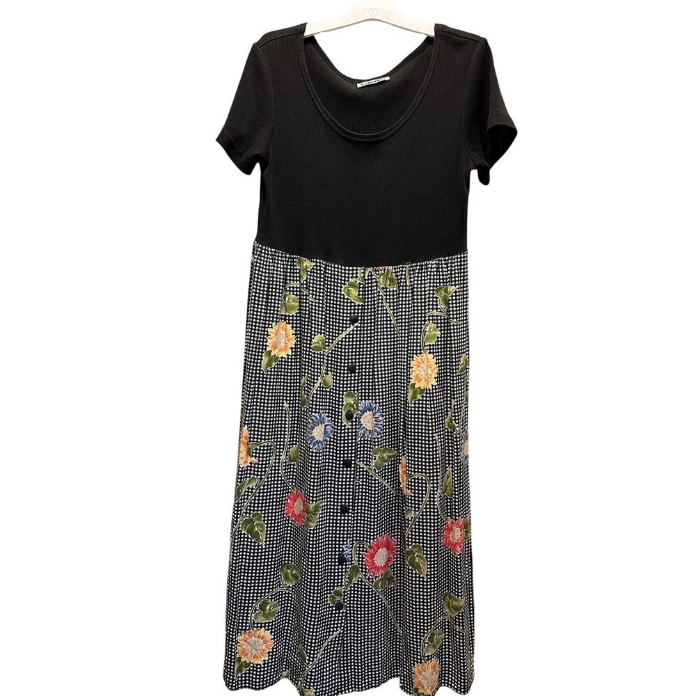 California Concepts Women's Vintage Black Floral Dress